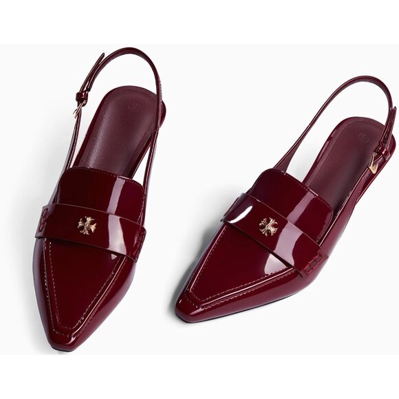 Women's Red Pointed Toe Sandals Slingback Kitten Heel Pumps Slip On Ankle Buckle - Picture 5 of 5